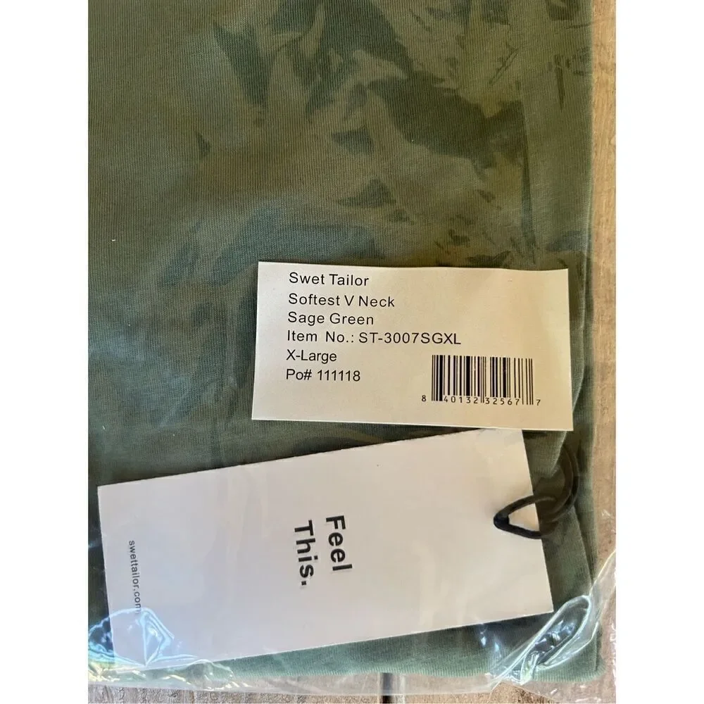 NWT Swet Tailor Softest V-Neck In Sage Green Men’s Size XL - Picture 4 of 4